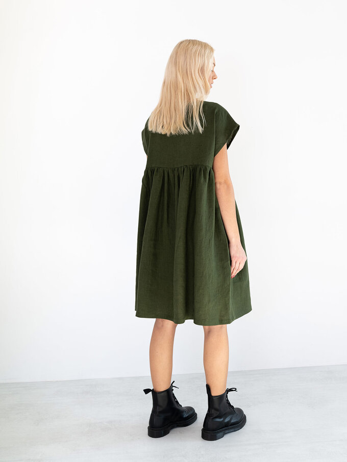 Image 4 of POPPY Linen Dress in Forest Green from Love and Confuse