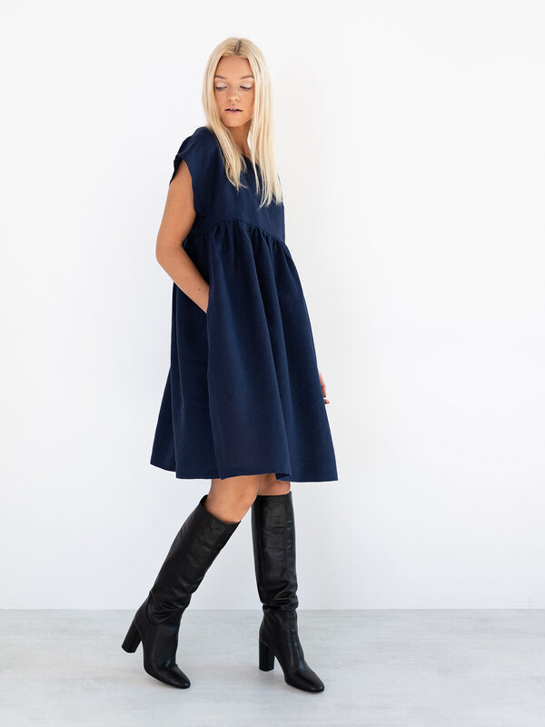 Image 1 of POPPY Linen Dress in Navy Blue from Love and Confuse