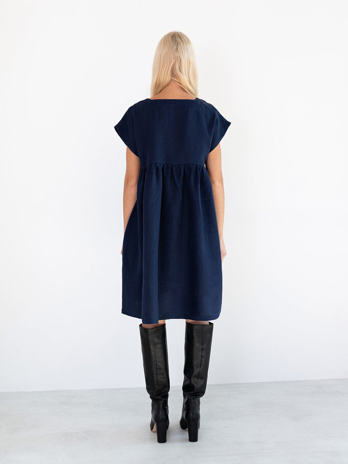 Image 4 of POPPY Linen Dress in Navy Blue from Love and Confuse