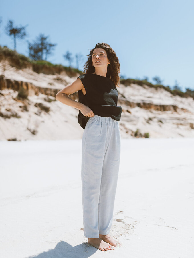 Image 2 of RAVEN High Waisted Linen Pants in Cloudy Grey from Love and Confuse