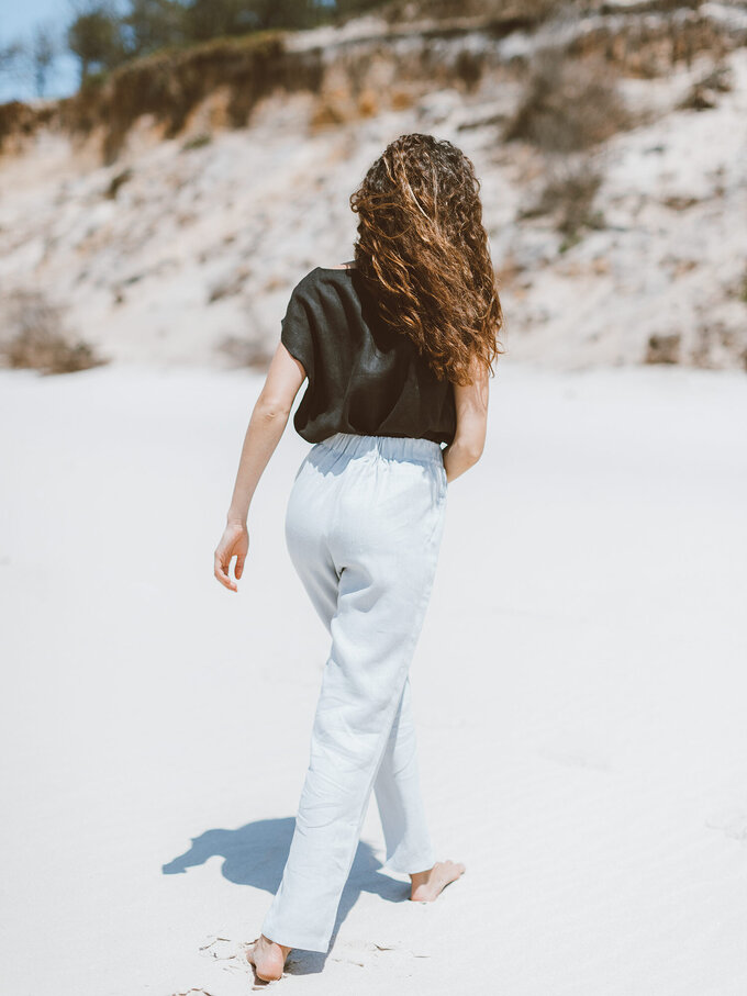 Image 6 of RAVEN High Waisted Linen Pants in Cloudy Grey from Love and Confuse