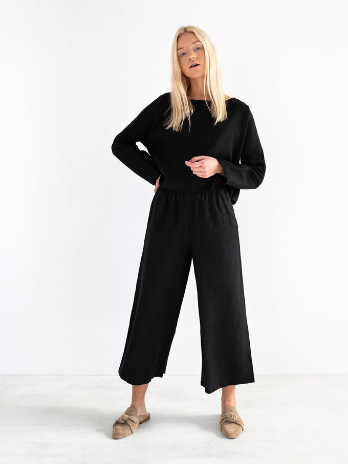 Image 1 of RILEY Wide Leg Linen Pants in Black from Love and Confuse