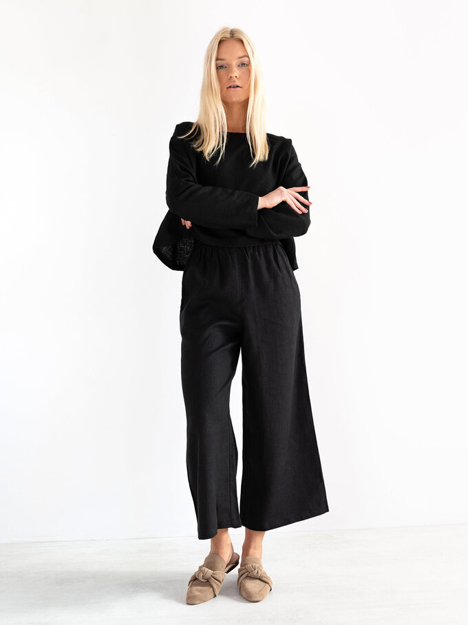 Image 3 of RILEY Wide Leg Linen Pants in Black from Love and Confuse