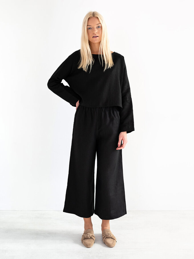 Image 4 of RILEY Wide Leg Linen Pants in Black from Love and Confuse