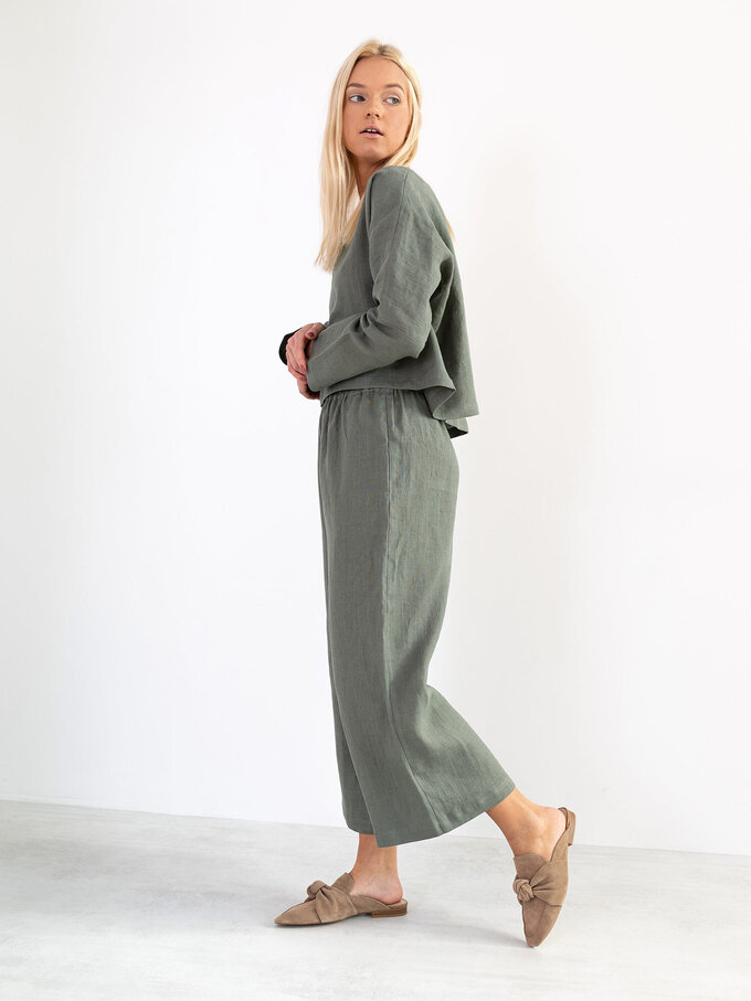 Image 2 of RILEY Wide Leg Linen Pants in Sage Green from Love and Confuse