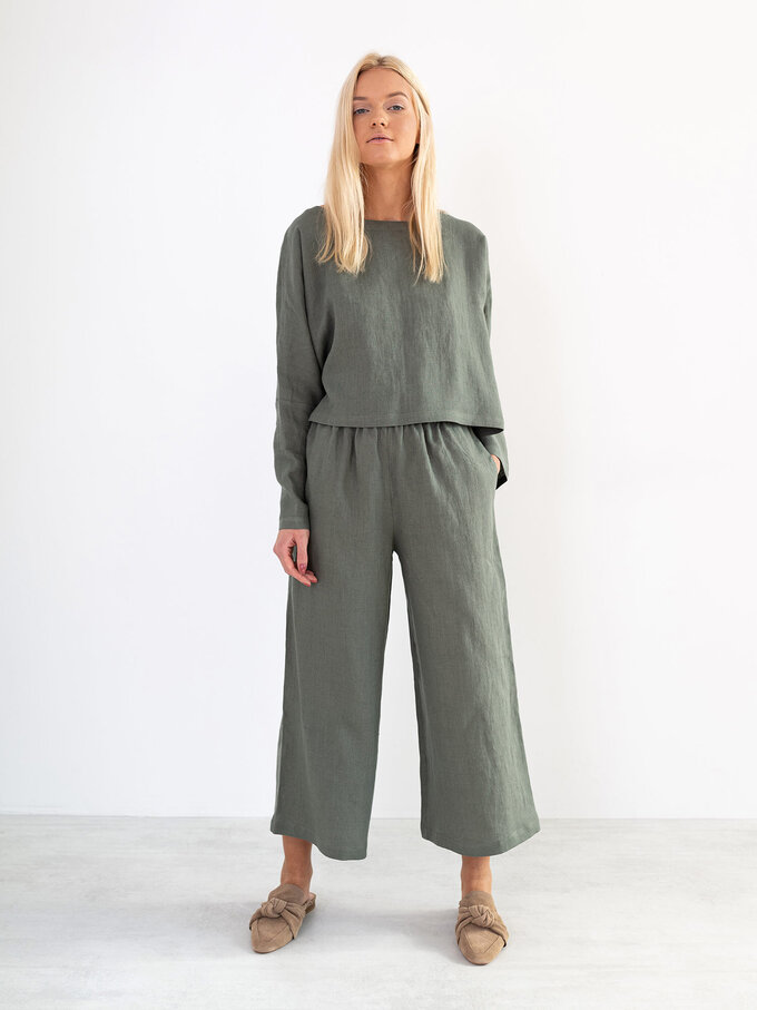 Image 3 of RILEY Wide Leg Linen Pants in Sage Green from Love and Confuse