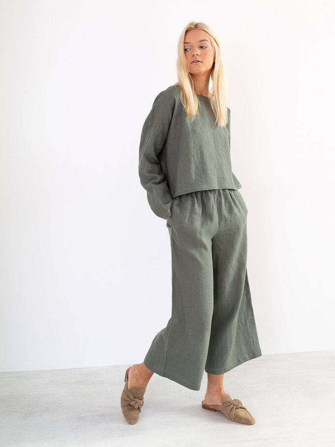 Image 4 of RILEY Wide Leg Linen Pants in Sage Green from Love and Confuse