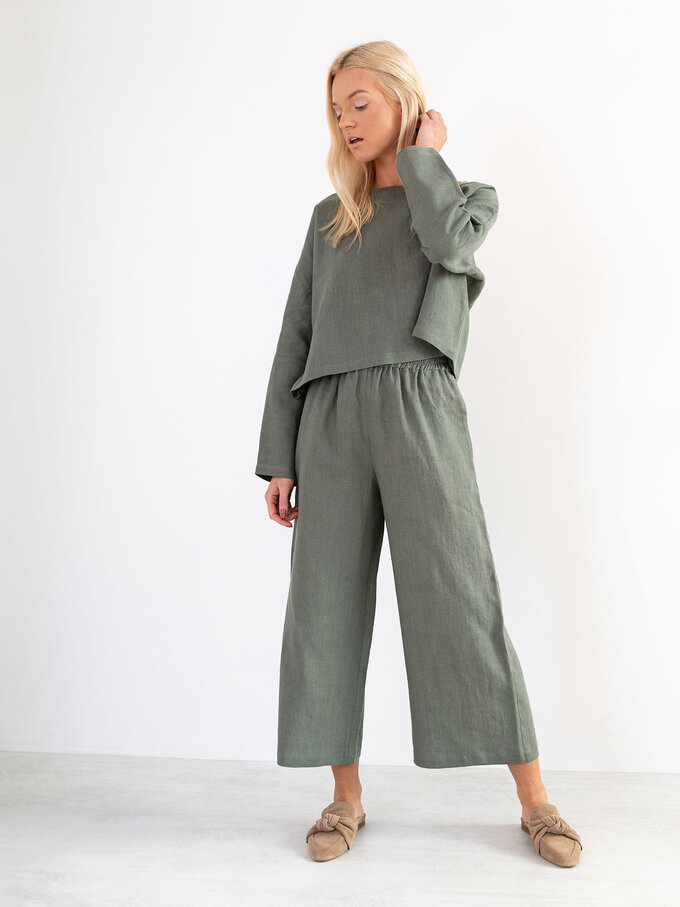 Image 5 of RILEY Wide Leg Linen Pants in Sage Green from Love and Confuse