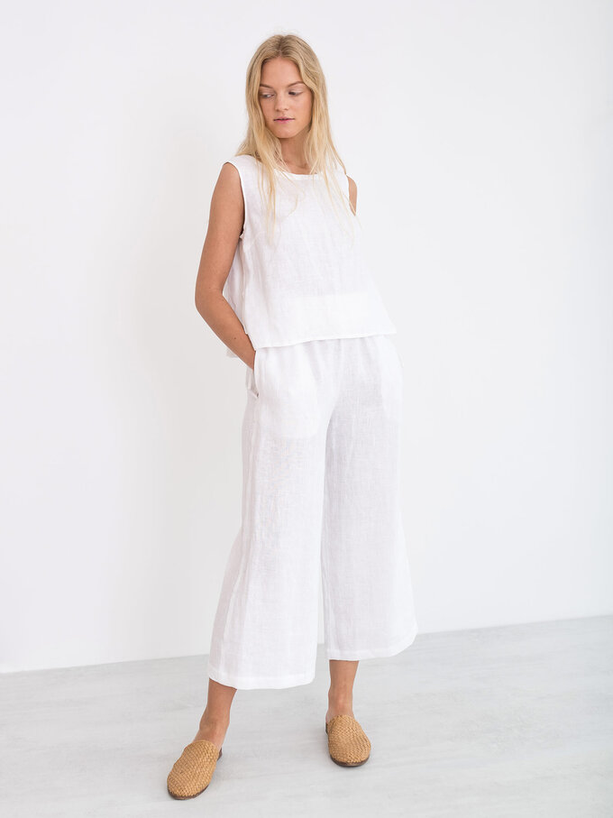 Image 1 of RILEY Wide Leg Linen Pants in White from Love and Confuse