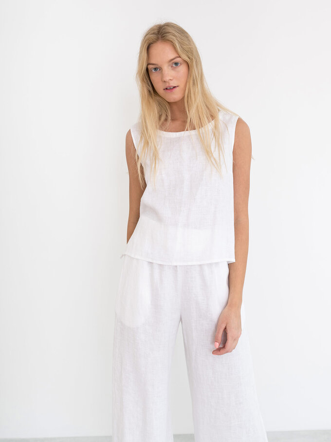 Image 2 of RILEY Wide Leg Linen Pants in White from Love and Confuse