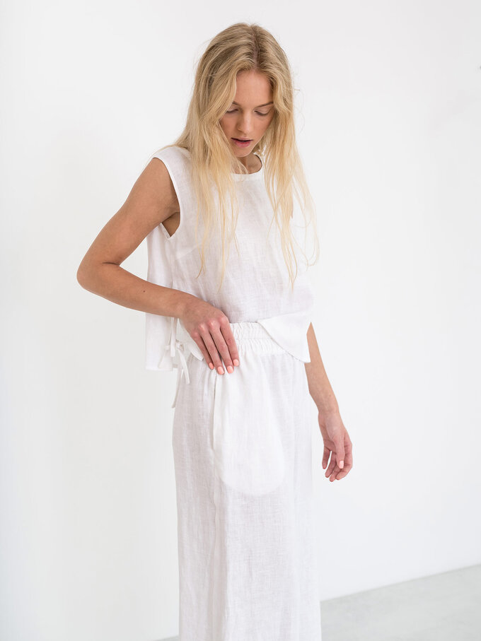 Image 3 of RILEY Wide Leg Linen Pants in White from Love and Confuse