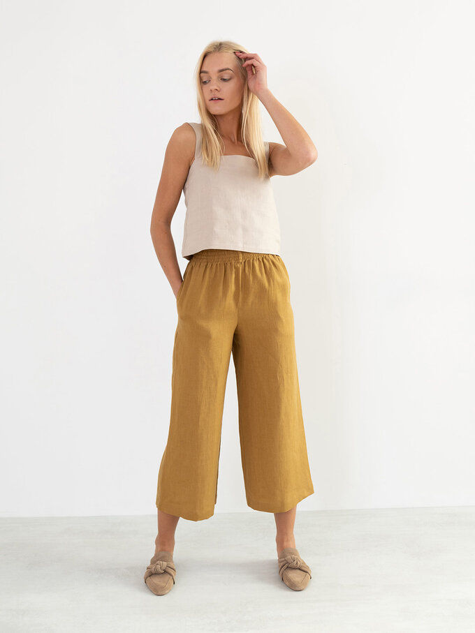 Image 2 of RILEY Wide Leg Linen Pants in Yellow Honey from Love and Confuse