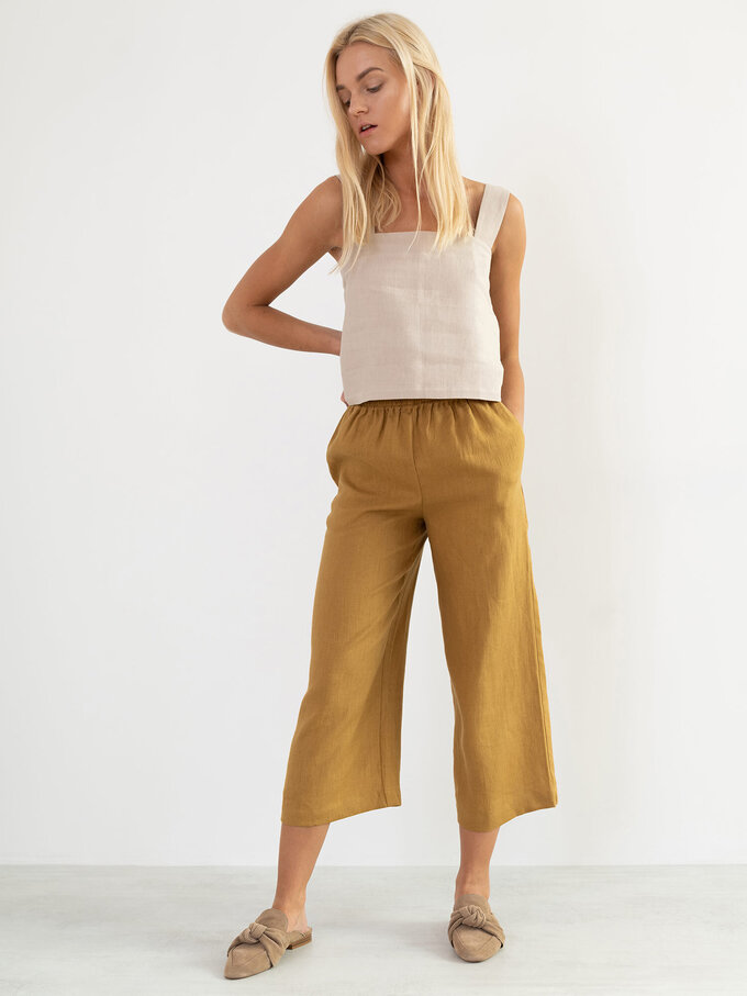 Image 5 of RILEY Wide Leg Linen Pants in Yellow Honey from Love and Confuse