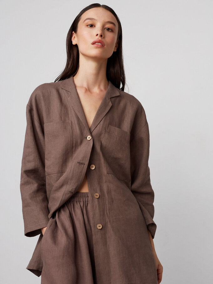 Image 1 of ROSEMARY Oversized Linen Shirt in Cocoa from Love and Confuse