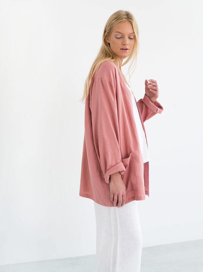 Image 2 of SELBY Linen Jacket in Salmon Pink from Love and Confuse