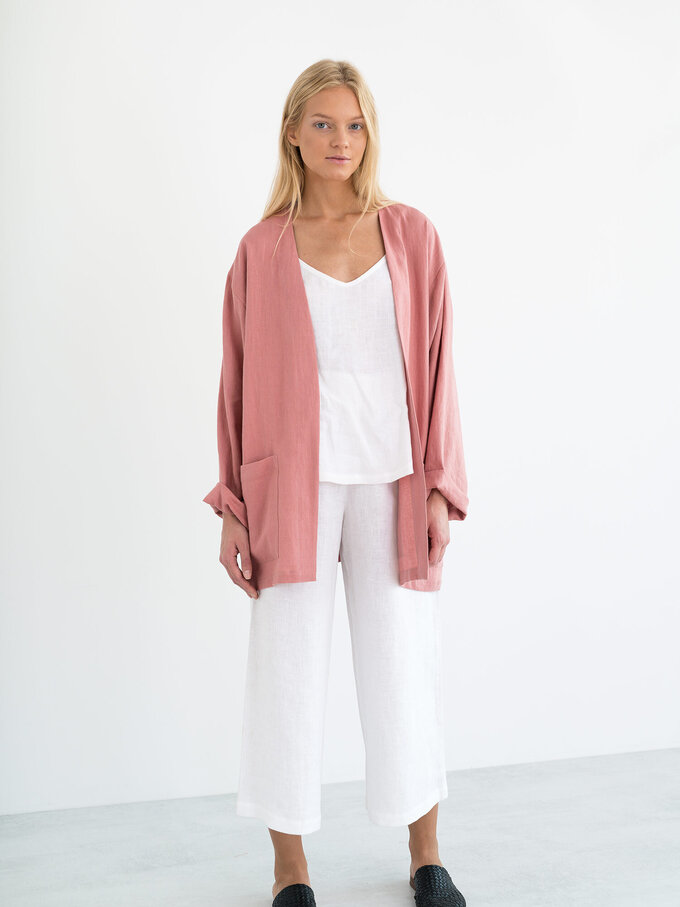 Image 3 of SELBY Linen Jacket in Salmon Pink from Love and Confuse