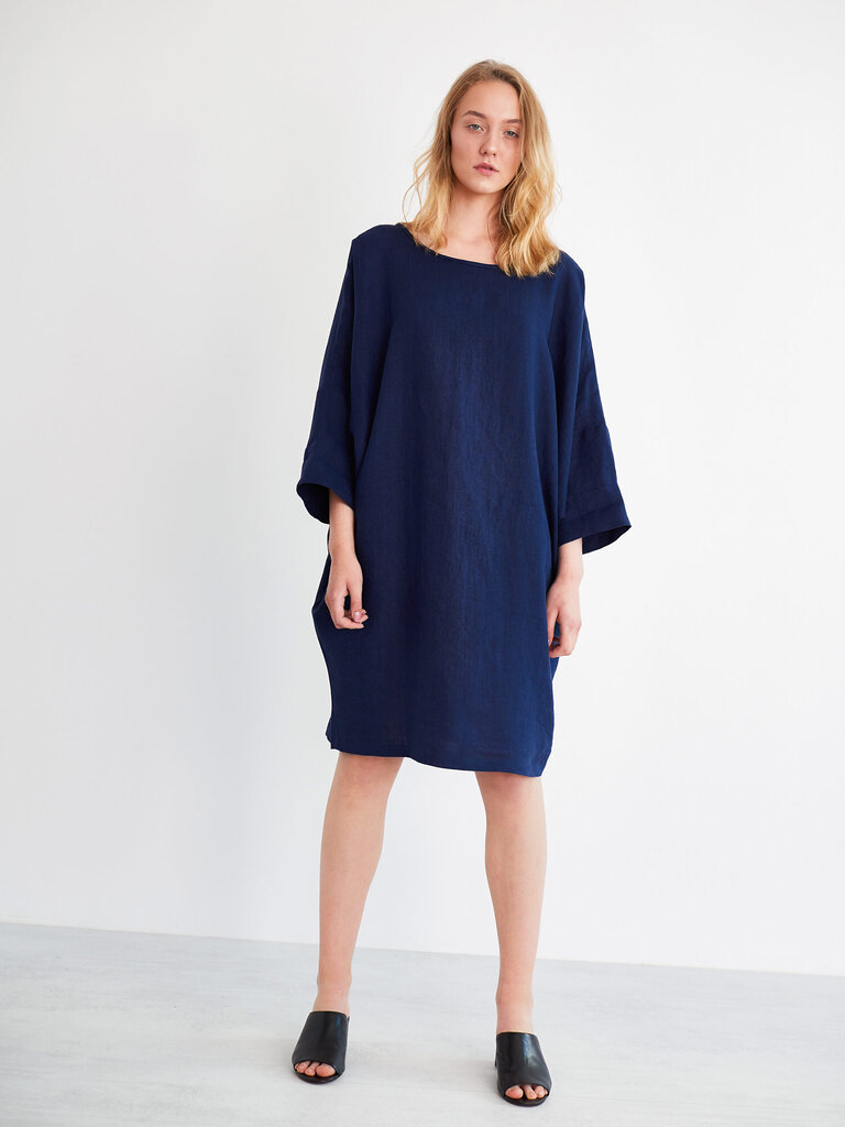 SELENE-Linen-Cocoon-Dress-Navy