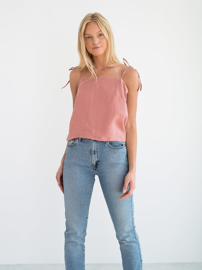 Image 1 of SOPHIE Linen Strap Top in Salmon Pink from Love and Confuse