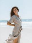 Image 1 of SUMMER Linen Wrap Dress in Beige from Love and Confuse