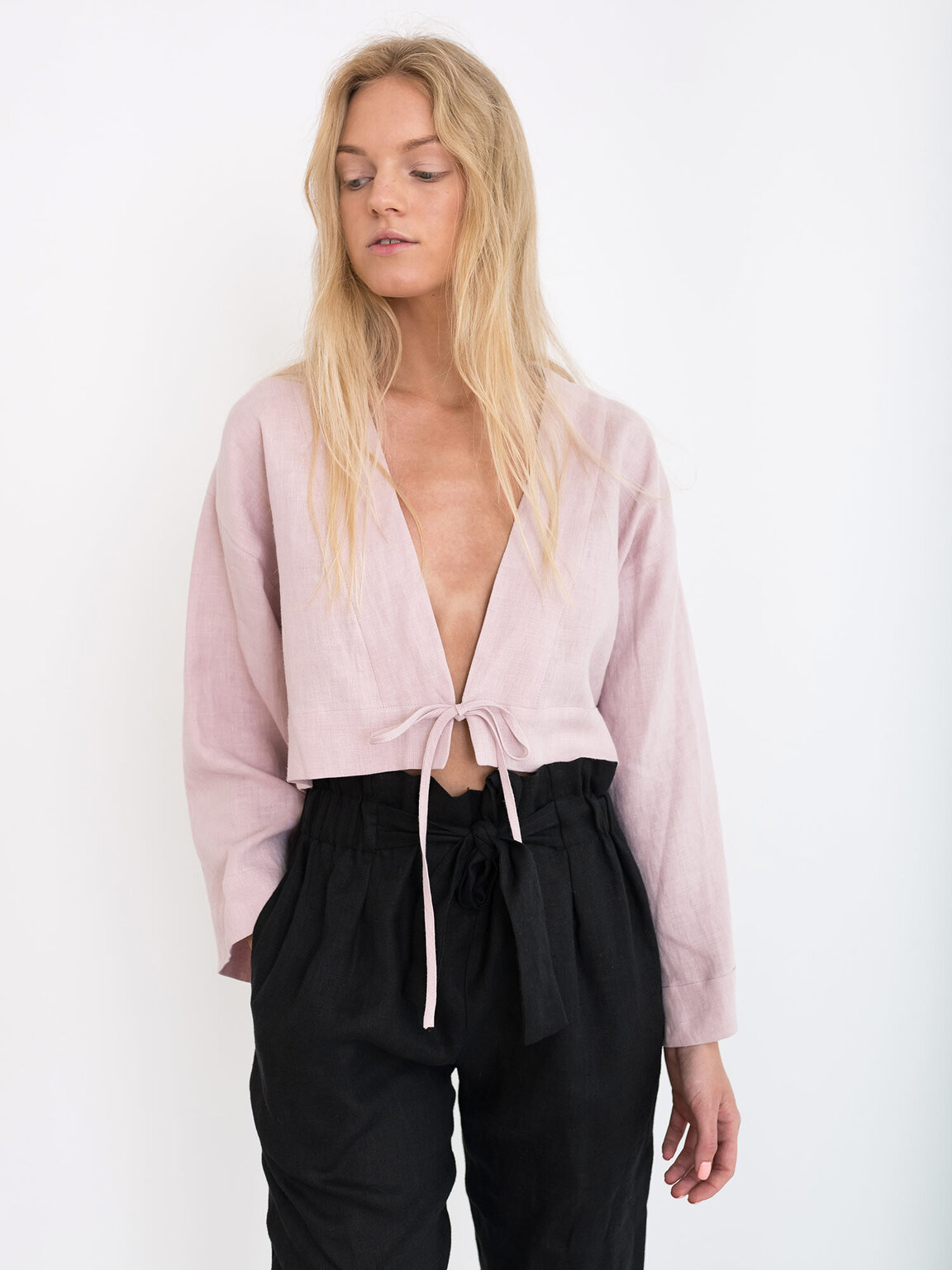 VICTORIA Linen Tie Front Top Love and Confuse