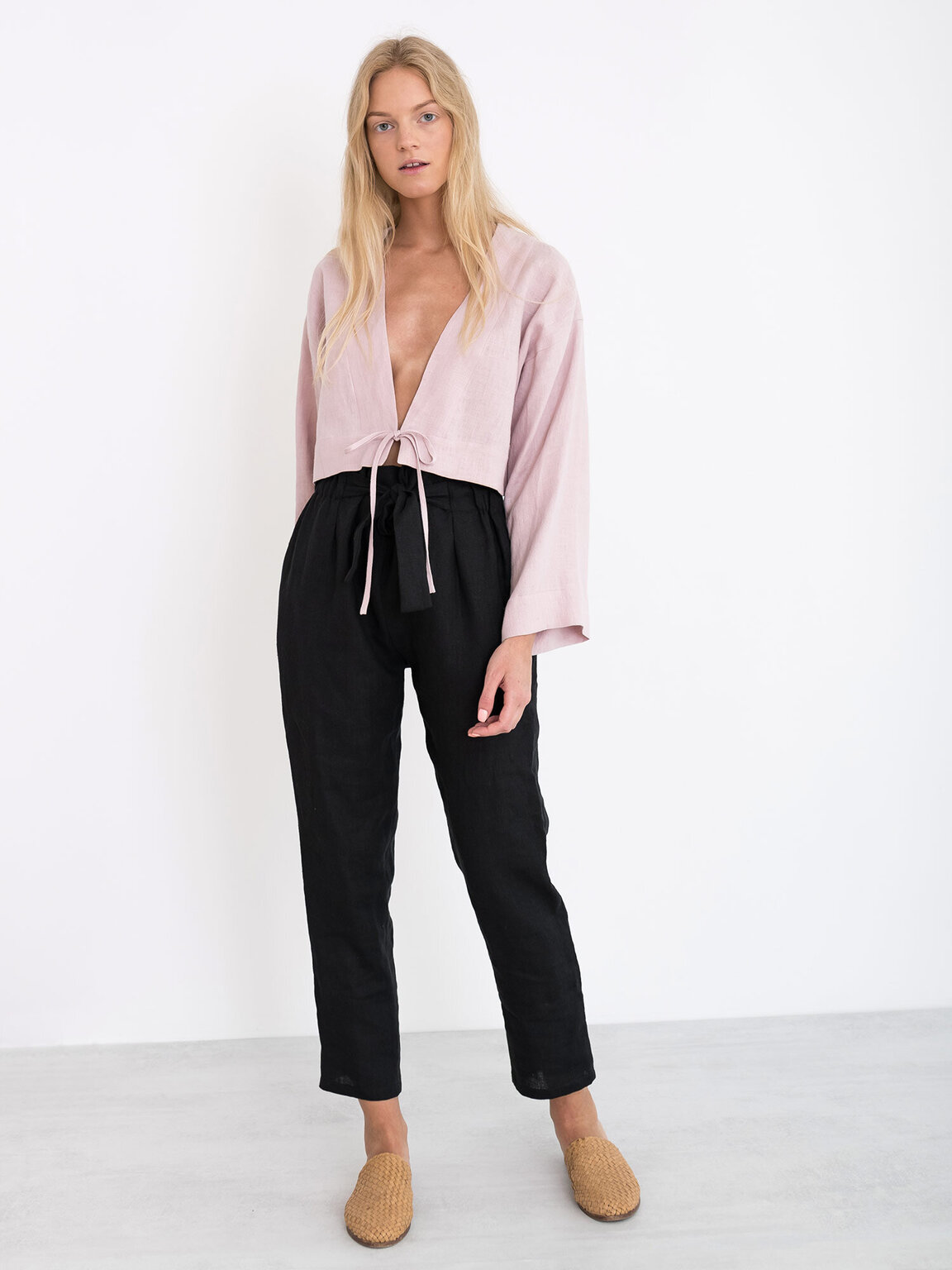 VICTORIA Linen Tie Front Top Love and Confuse