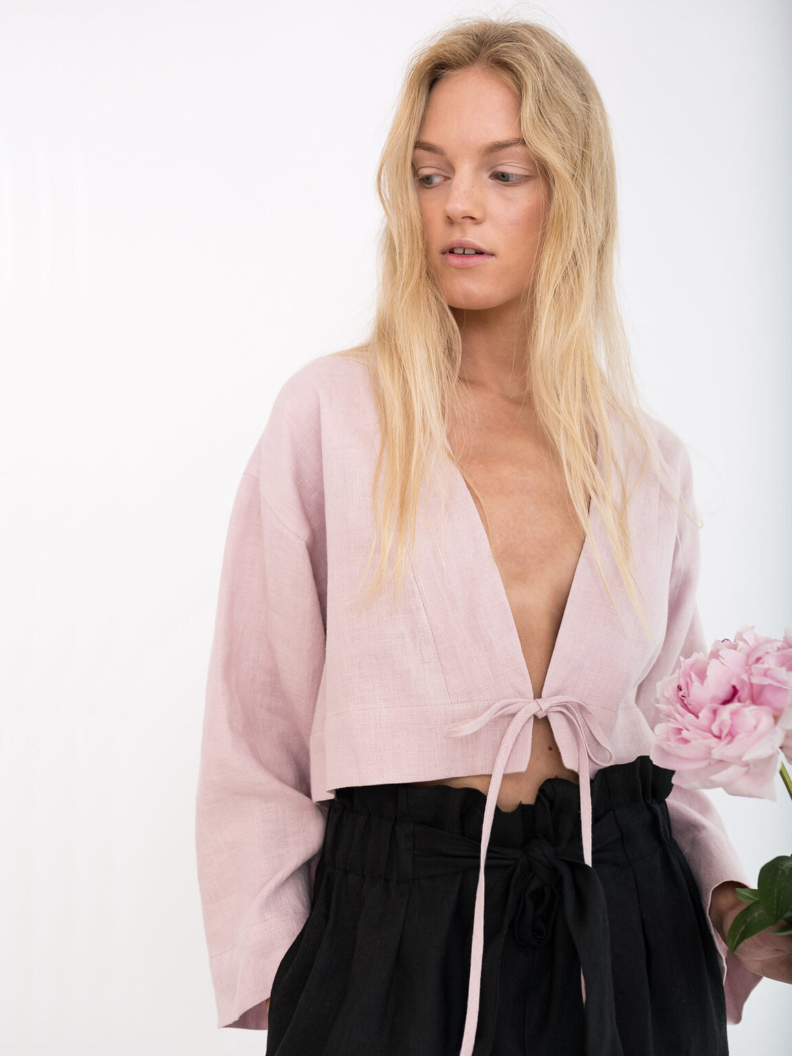 VICTORIA Linen Tie Front Top Love and Confuse