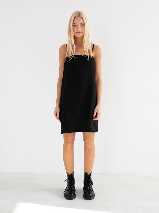 Image 2 of VIOLET Linen Slip Dress in Black from Love and Confuse