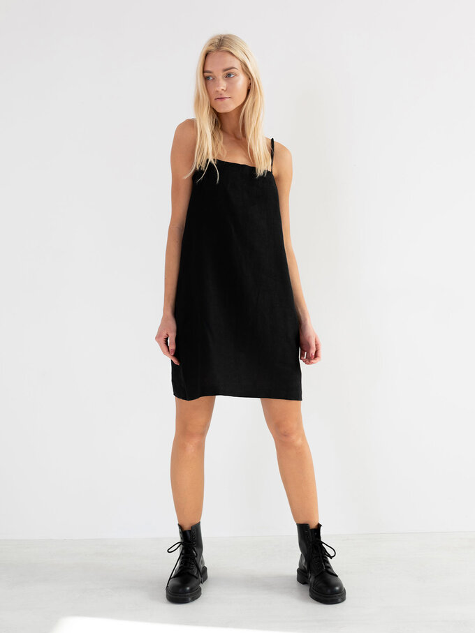 Image 3 of VIOLET Linen Slip Dress in Black from Love and Confuse