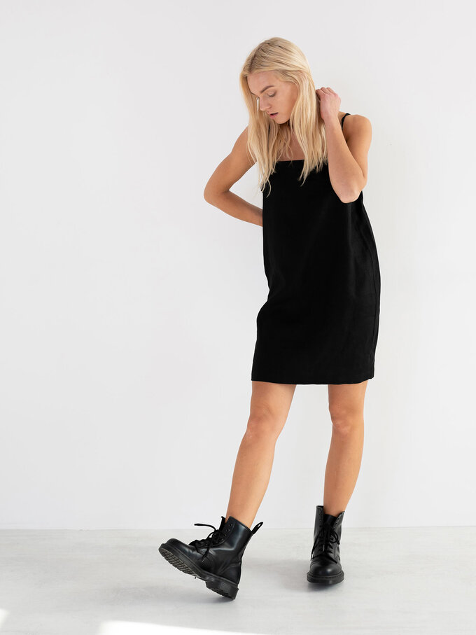 Image 4 of VIOLET Linen Slip Dress in Black from Love and Confuse