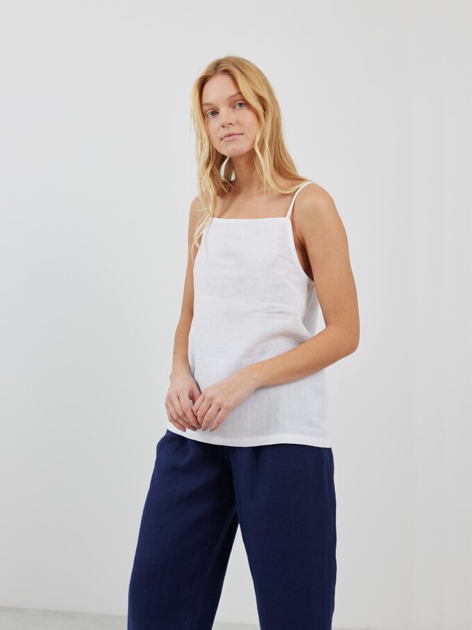 Image 3 of AMBER Linen Camisole Top in White from Love and Confuse