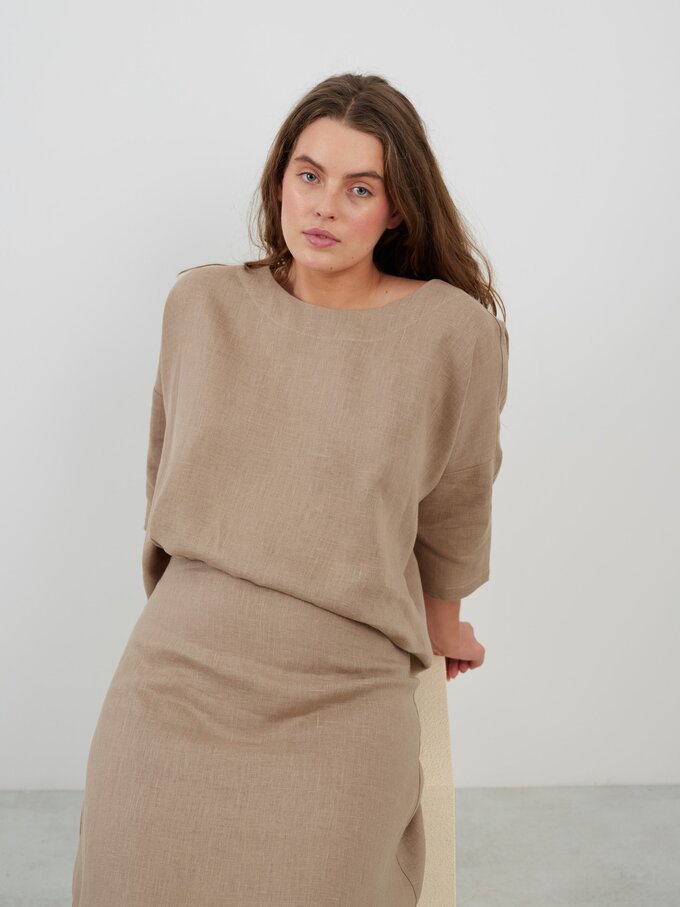 Image 1 of AMELIA Linen Top in Sand Brown from Love and Confuse