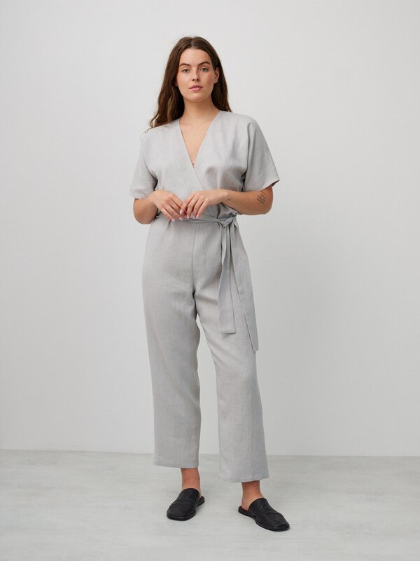 Image 1 of AURORA Linen Jumpsuit in Cloudy Grey from Love and Confuse