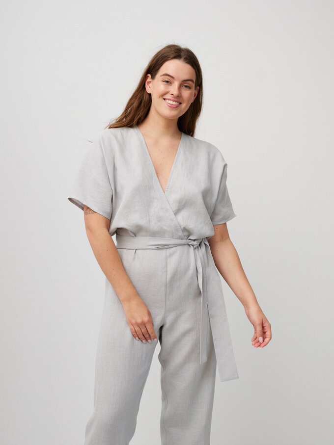 Image 2 of AURORA Linen Jumpsuit in Cloudy Grey from Love and Confuse