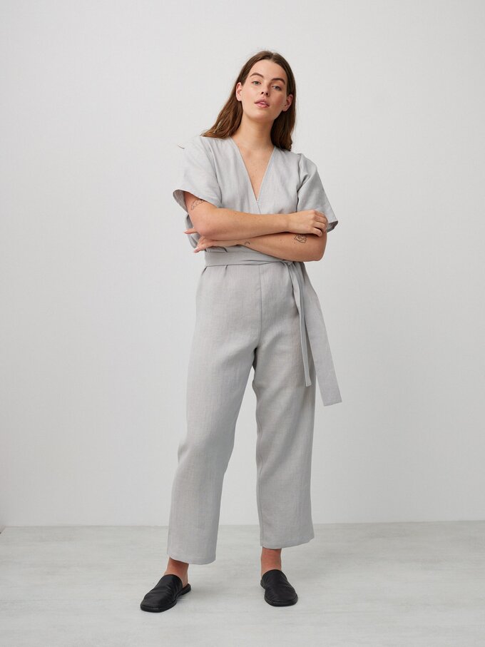 Image 4 of AURORA Linen Jumpsuit in Cloudy Grey from Love and Confuse