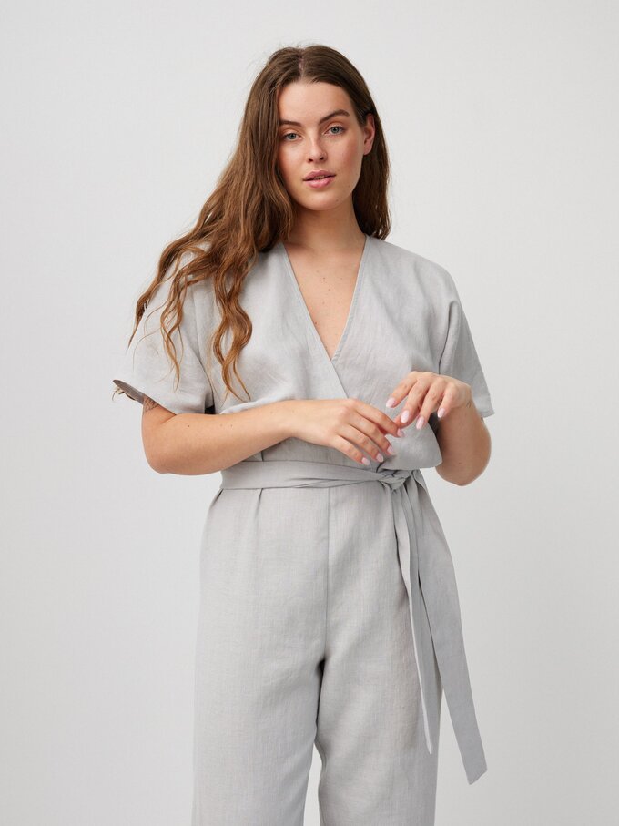 Image 5 of AURORA Linen Jumpsuit in Cloudy Grey from Love and Confuse