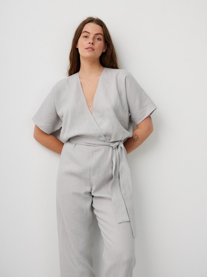 Image 6 of AURORA Linen Jumpsuit in Cloudy Grey from Love and Confuse