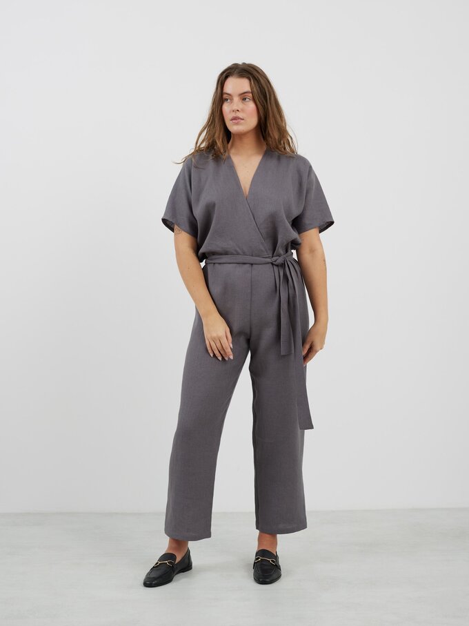 Image 2 of AURORA Linen Jumpsuit in Light Grey from Love and Confuse