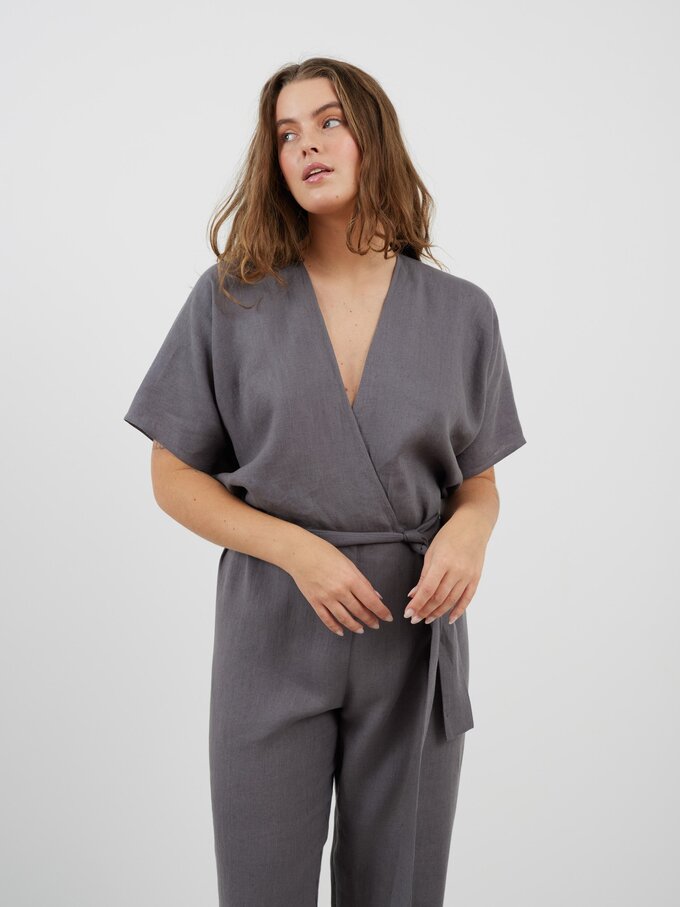 Image 3 of AURORA Linen Jumpsuit in Light Grey from Love and Confuse