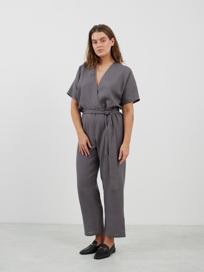 Image 4 of AURORA Linen Jumpsuit in Light Grey from Love and Confuse