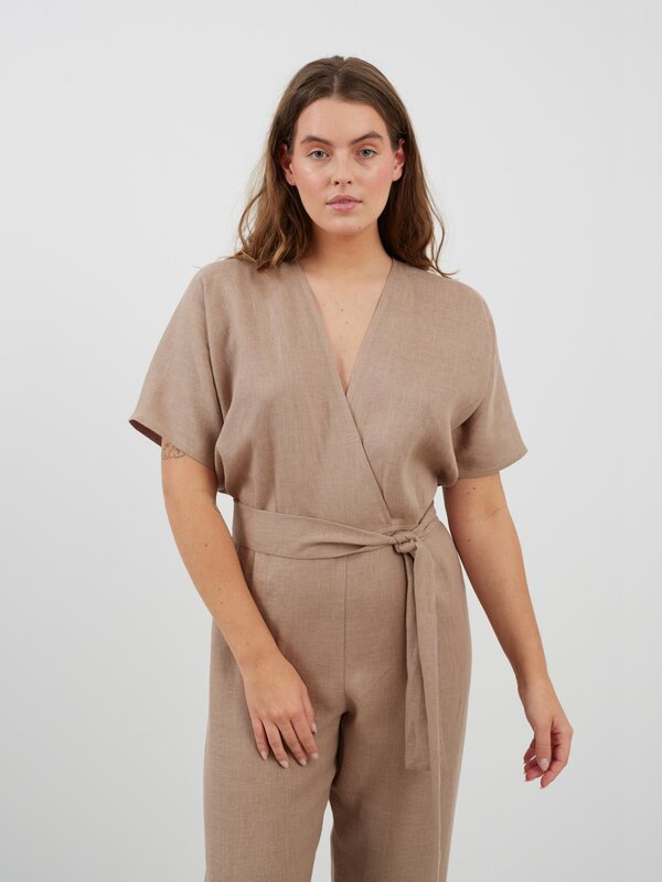 Image 1 of AURORA Linen Jumpsuit in Sand Brown from Love and Confuse