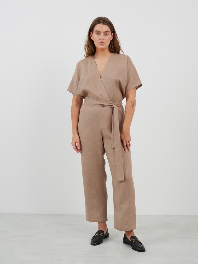 Image 2 of AURORA Linen Jumpsuit in Sand Brown from Love and Confuse