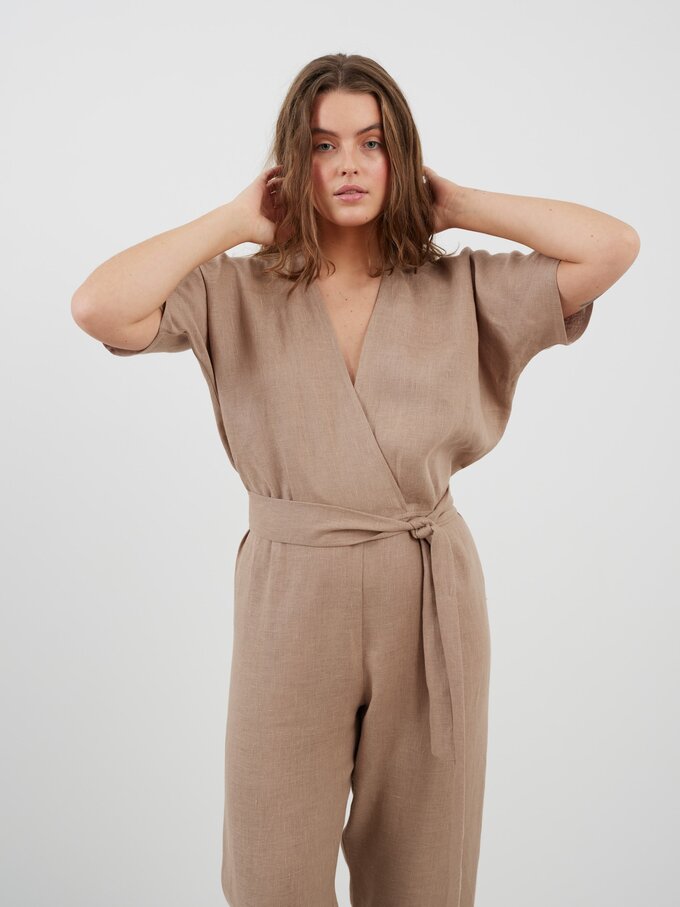 Image 3 of AURORA Linen Jumpsuit in Sand Brown from Love and Confuse