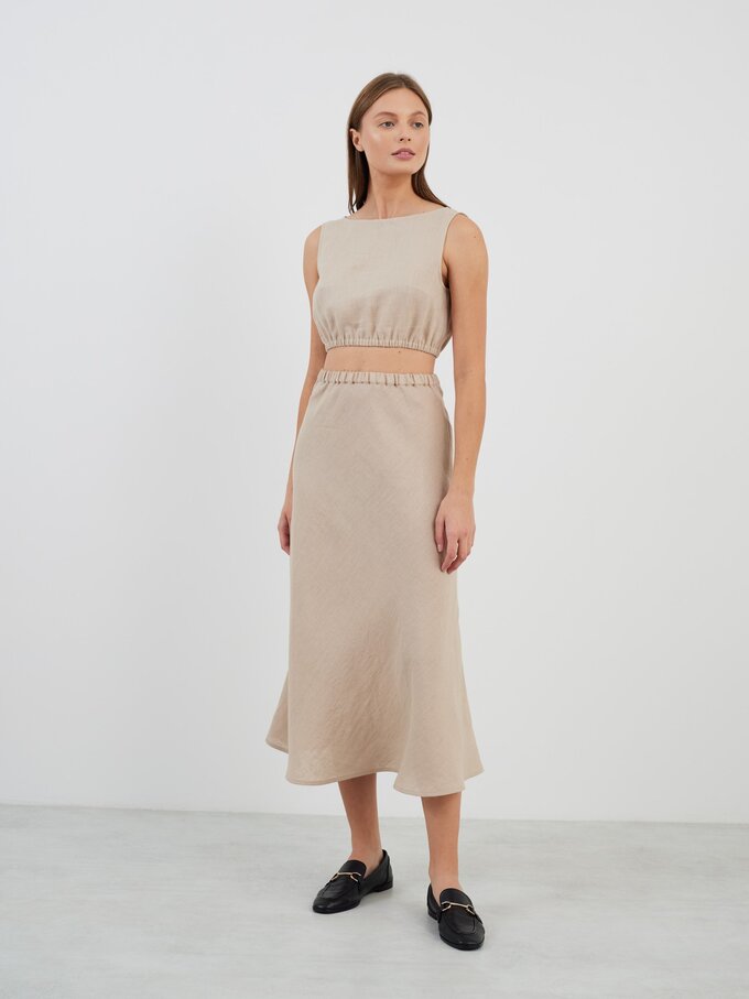 Image 5 of BARLEY Linen Midi Skirt in Beige from Love and Confuse