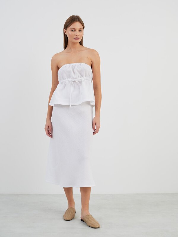 Image 1 of BARLEY Linen Midi Skirt in White from Love and Confuse