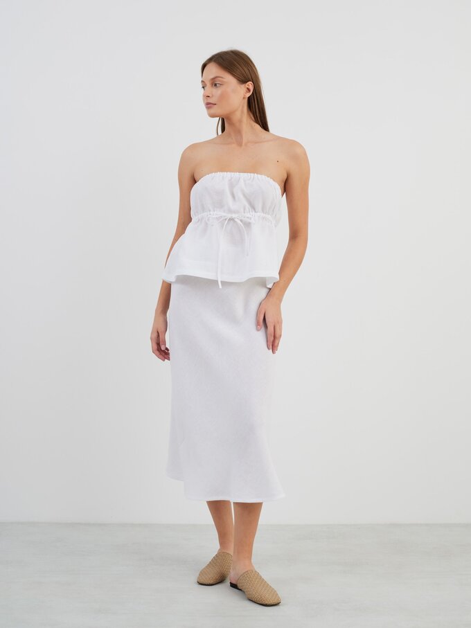 Image 2 of BARLEY Linen Midi Skirt in White from Love and Confuse