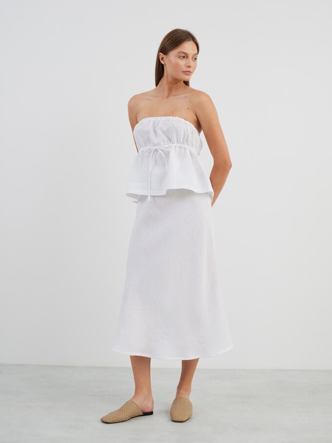 Image 4 of BARLEY Linen Midi Skirt in White from Love and Confuse