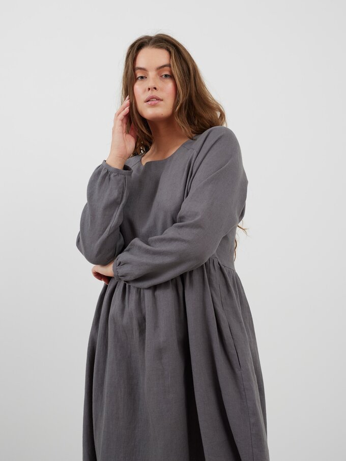 Image 1 of BAY Long Sleeve Linen Dress in Light Grey from Love and Confuse