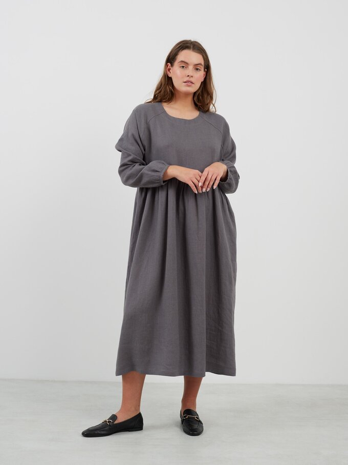 Image 2 of BAY Long Sleeve Linen Dress in Light Grey from Love and Confuse