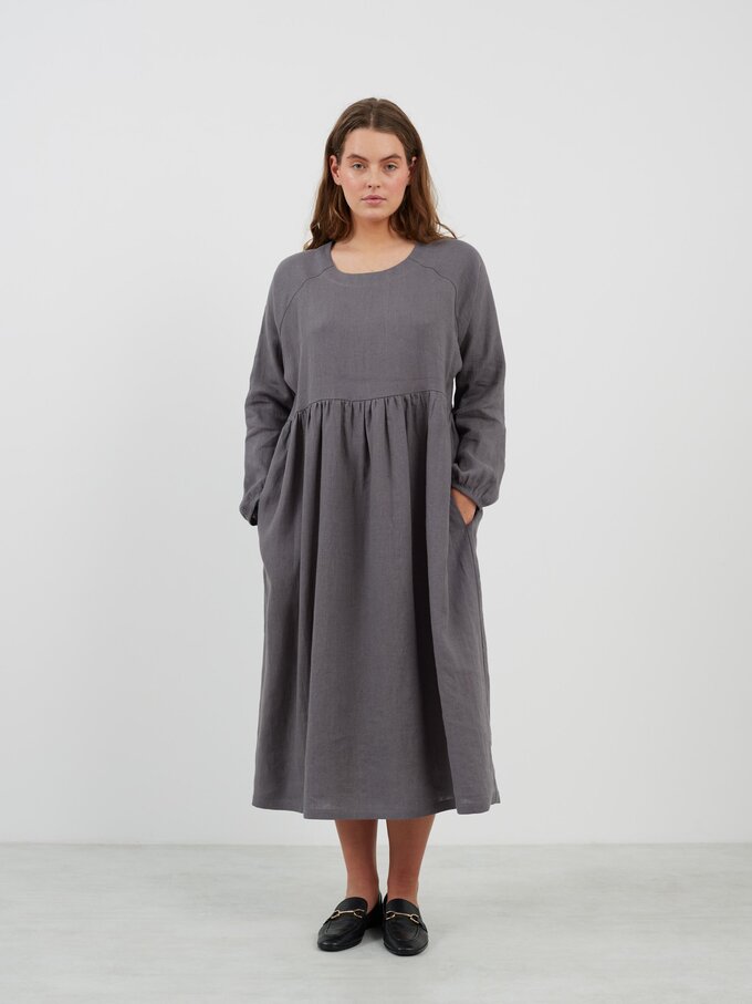 Image 4 of BAY Long Sleeve Linen Dress in Light Grey from Love and Confuse