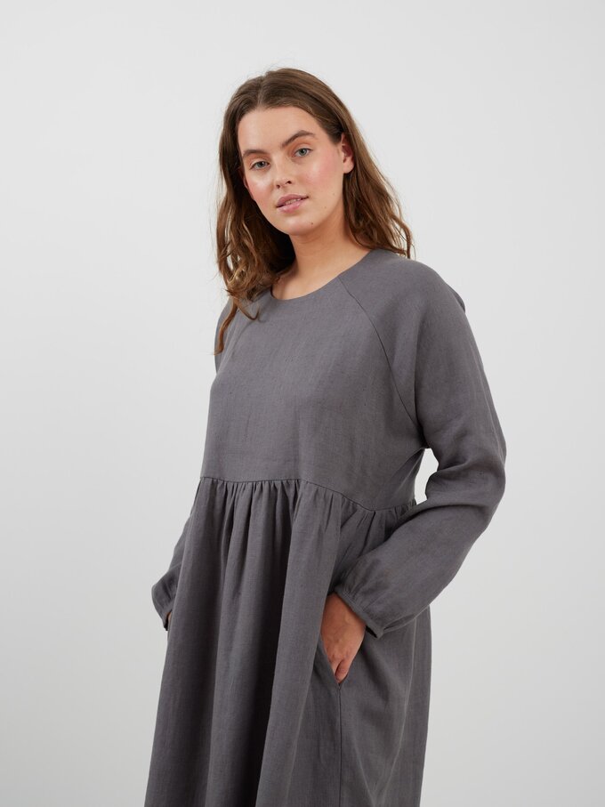 Image 5 of BAY Long Sleeve Linen Dress in Light Grey from Love and Confuse